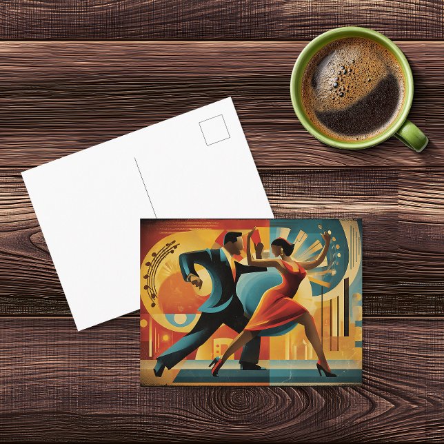 Carte Postale Danseurs Tango Art Déco Moderne (Créateur téléchargé)