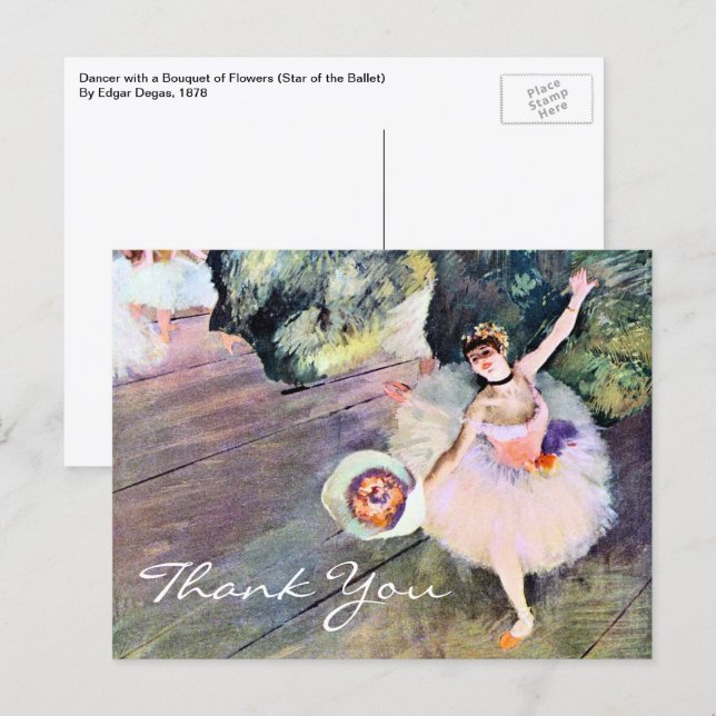 Carte Postale Danseuse au bouquet de fleurs par Edgar Degas (Devant / Derrière)
