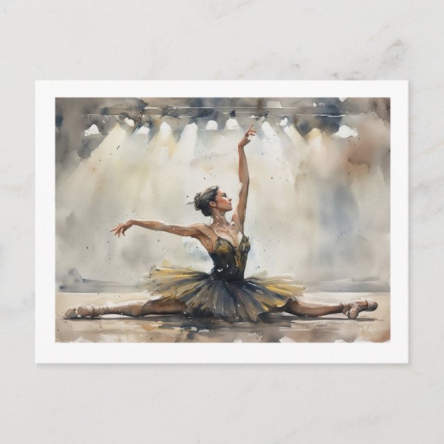 Carte Postale Danseuse de ballet en grand écart,  (Devant)