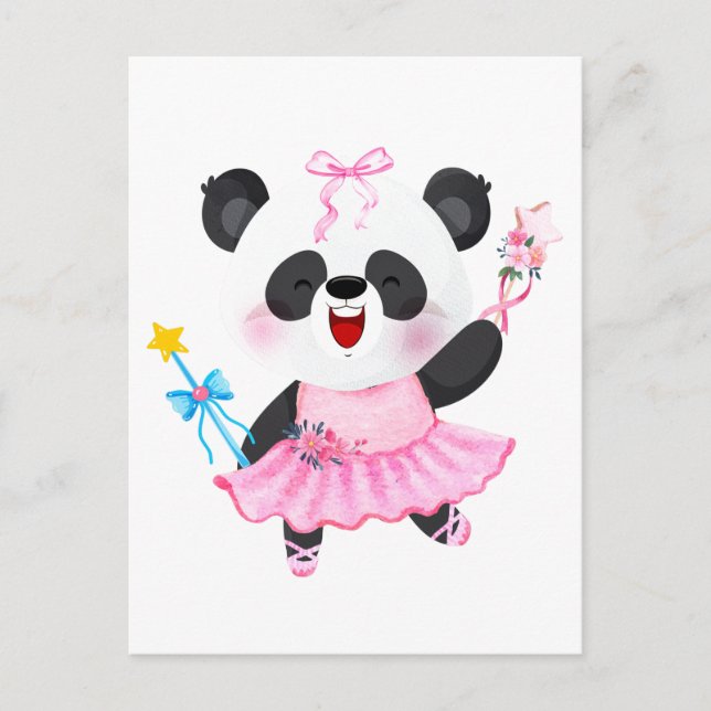 Carte Postale Danseuse de ballet Panda Amoureux d'animaux Fille (Devant)