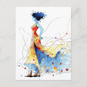 Carte Postale Danseuse de flamenco à l'aquarelle – Joie en mouve