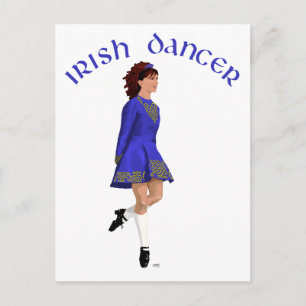Carte Postale Danseuse de step irlandais - Bleu