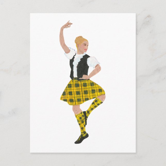 Carte Postale Danseuse des Highlands écossais MacLeod Tartan (Devant)