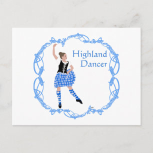 Carte Postale Danseuse des Highlands écossais Nœud celtique Bleu