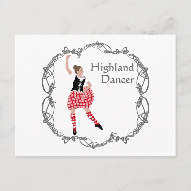 Carte Postale Danseuse des Highlands écossais Noeud celtique Rou (Devant)