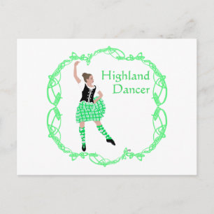 Carte Postale Danseuse des Highlands écossais Nœud celtique Vert