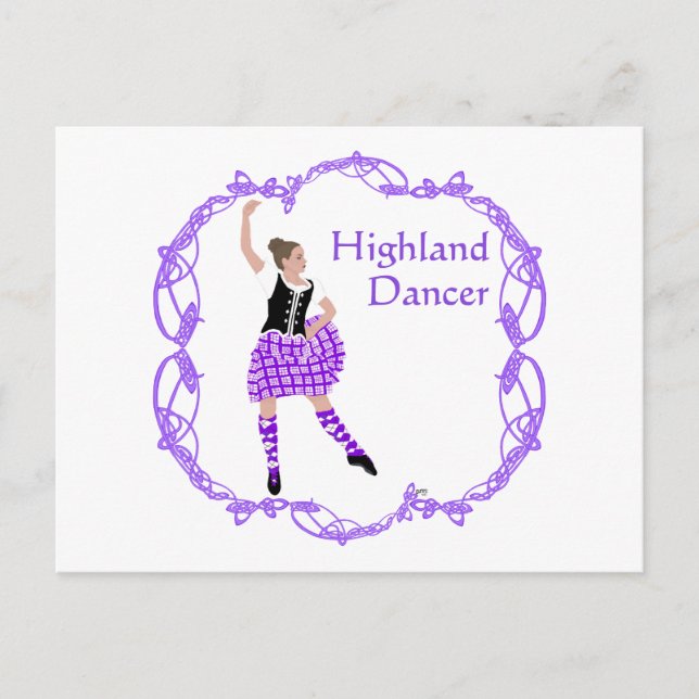 Carte Postale Danseuse des Highlands écossais Noeud celtique Vio (Devant)