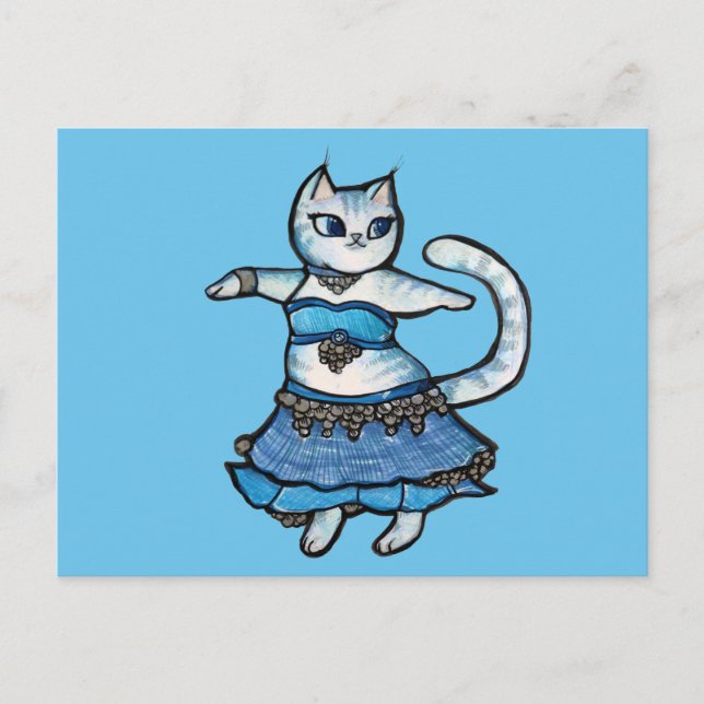 Carte Postale Danseuse du ventre au chat gris                    (Devant)