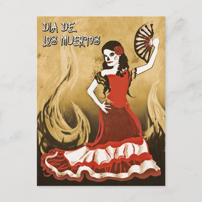 Carte Postale danseuse espagnole dia de los muertos (Devant)