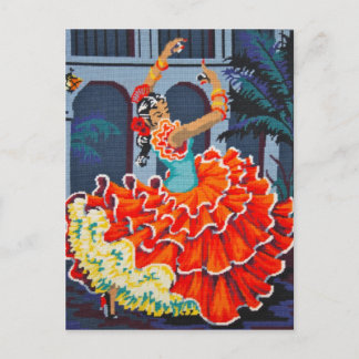 Carte Postale Danseuse flamenco en carton couleur