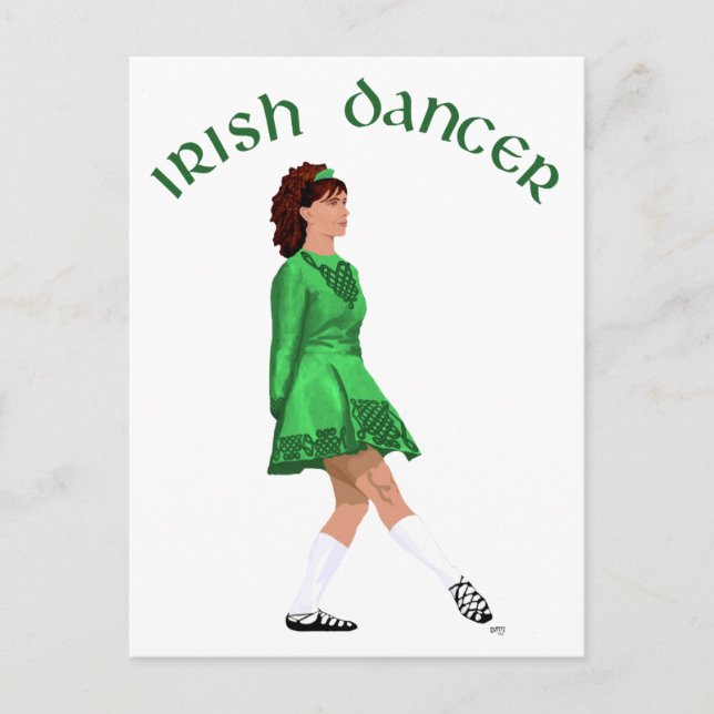 Carte Postale Danseuse Irlandaise en Chaussures Souples Verte (Devant)