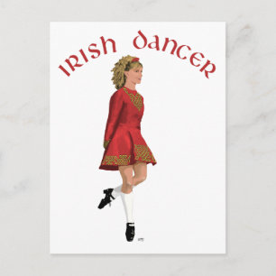 Carte Postale Danseuse irlandaise en rouge
