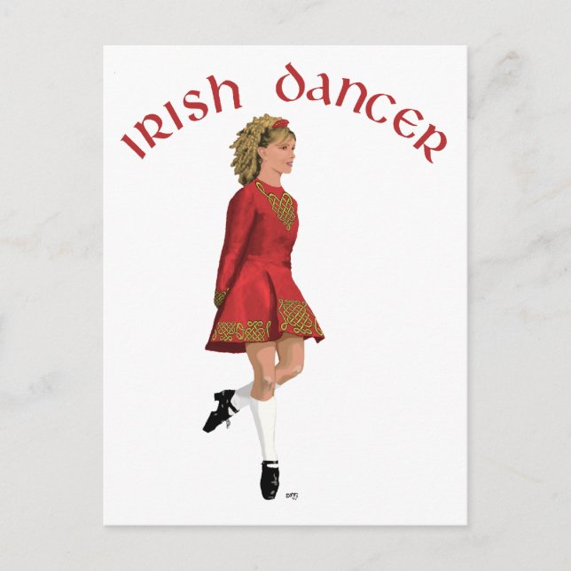Carte Postale Danseuse irlandaise en rouge (Devant)