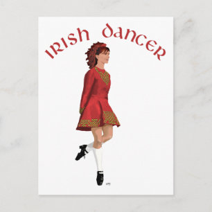 Carte Postale Danseuse Irlandaise en Rouge