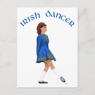 Carte Postale Danseuse Irlandaise Soft Shoe en Bleu