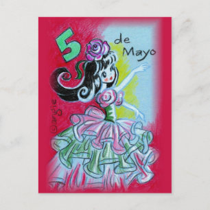 Carte Postale Danseuse mexicaine de flamenco pour le Cinco De Ma