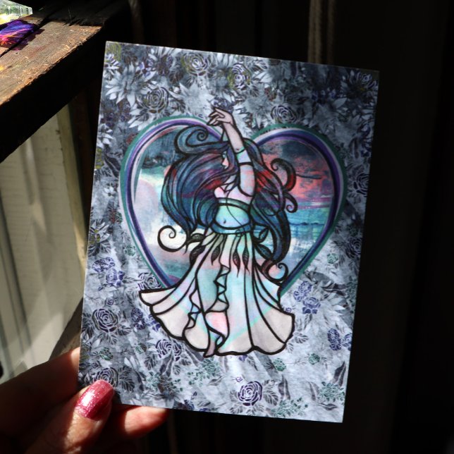 Carte Postale Danseuse orientale sarcelle et violette Cœur d'amo (Créateur téléchargé)