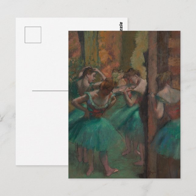 Carte Postale Danseuses de Edgar Degas en vert, Art de ballet vi (Devant / Derrière)