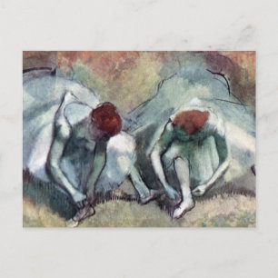 Carte Postale Danseuses lacant leurs chaussures par Edgar Degas