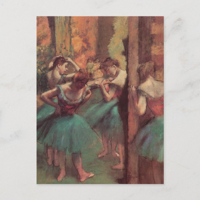 Carte Postale Danseuses, rose et vert par Edgar Degas (Devant)