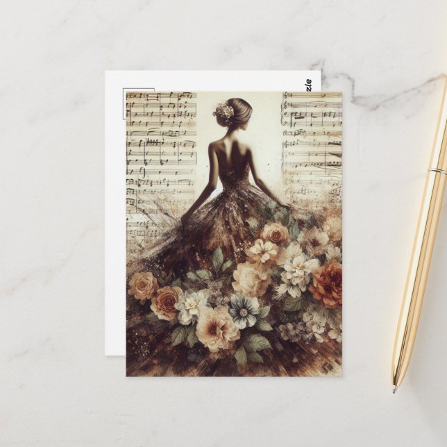 Carte Postale Dansez sur la musique Collage multimédia mixte (Devant/Arrière en situation)