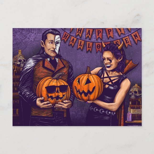 Carte postale Dante et Aria Halloween (Devant)