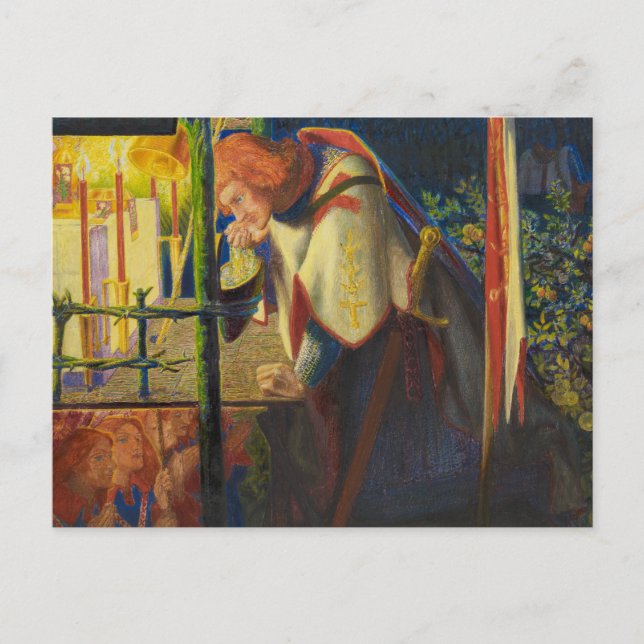 Carte Postale Dante Gabriel Rossetti - Sir Galahad à la ruine (Devant)