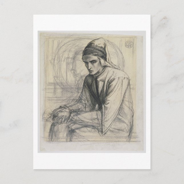Carte Postale Dante in Meditation Holding a Pomegranate, c.1852 (Devant)
