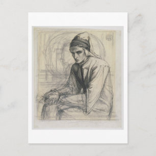 Carte Postale Dante in Meditation Holding a Pomegranate, c.1852