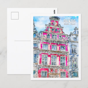 Carte Postale Danzig Gdansk Pologne Aquarelle de voyage
