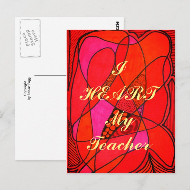 Carte postale d'appréciation "I Heart My Teacher" (Devant / Derrière)
