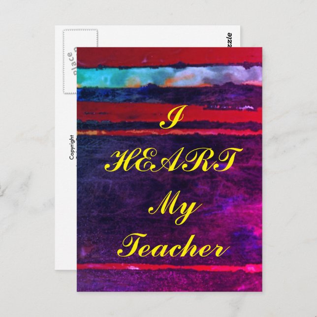 Carte postale d'appréciation "I Heart My Teacher" (Devant / Derrière)