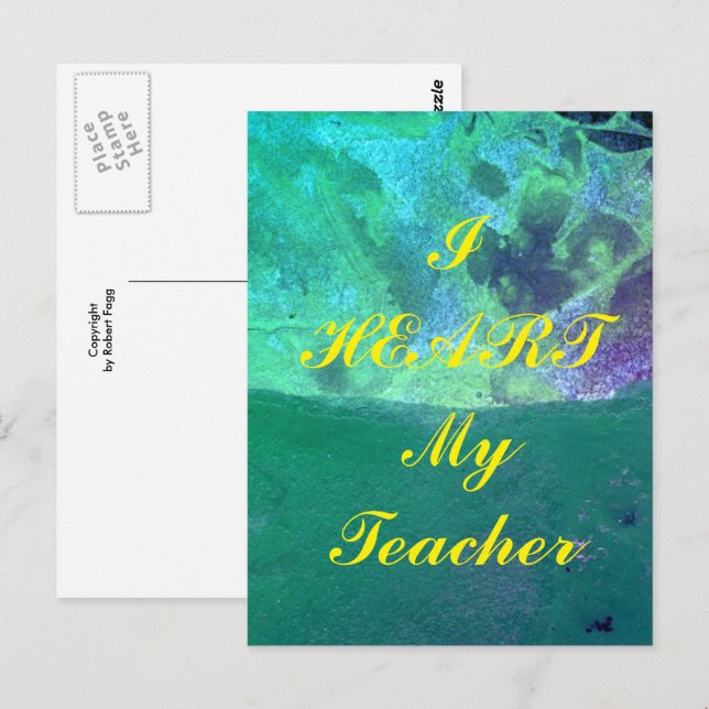 Carte postale d'appréciation "I Heart My Teacher" (Devant / Derrière)