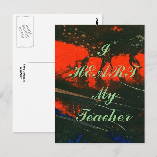 Carte postale d'appréciation "I Heart My Teacher" (Devant / Derrière)