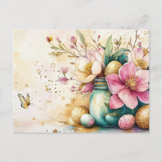 Carte postale d'Aquarell Oster avec oeufs de Pâque (Devant)