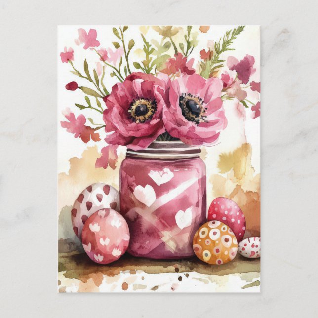 Carte postale d'Aquarell Oster avec oeufs de Pâque (Devant)
