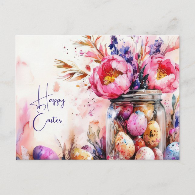Carte postale d'Aquarell Oster avec oeufs de Pâque (Devant)