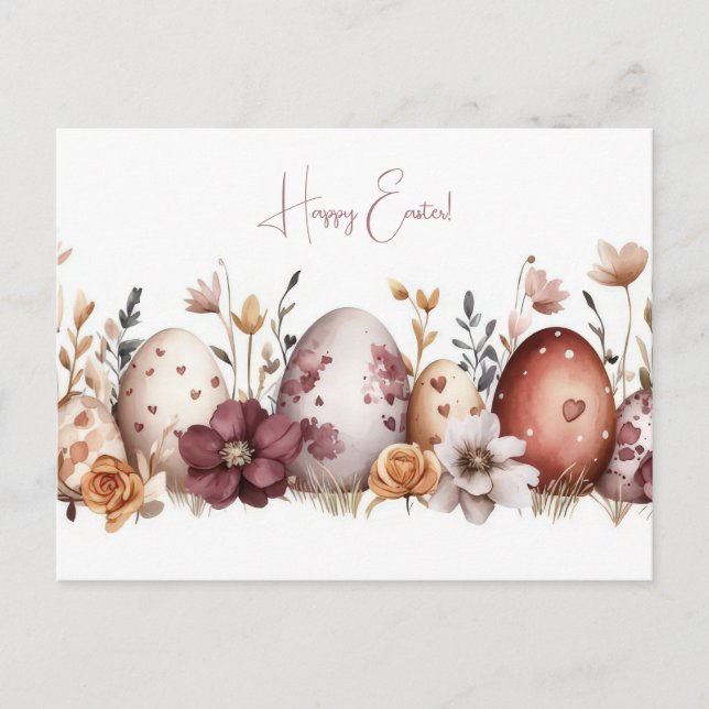 Carte postale d'Aquarell Oster colorée avec fleurs (Devant)