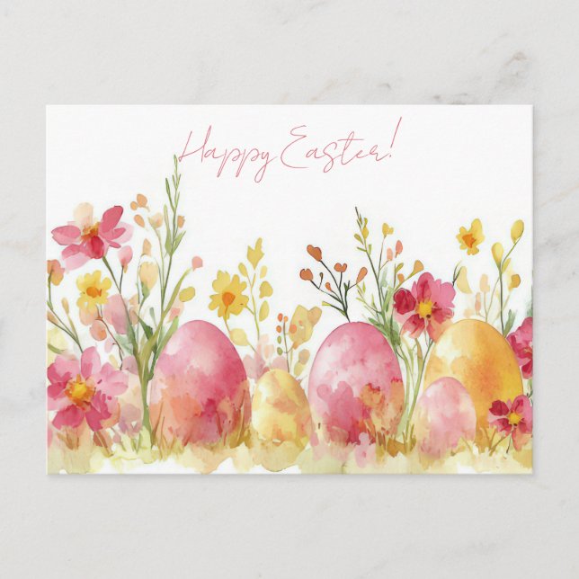 Carte postale d'Aquarell Oster colorée avec fleurs (Devant)