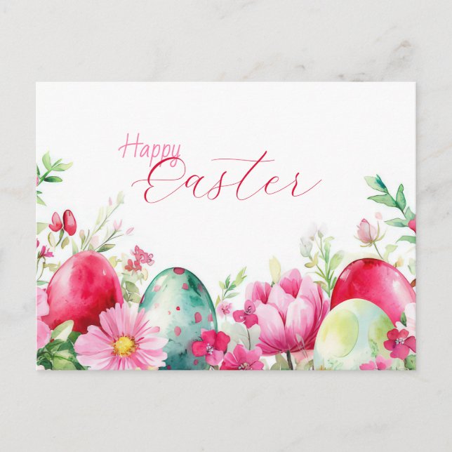 Carte postale d'Aquarell Oster colorée avec fleurs (Devant)