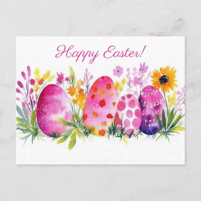 Carte postale d'Aquarell Oster colorée avec fleurs (Devant)