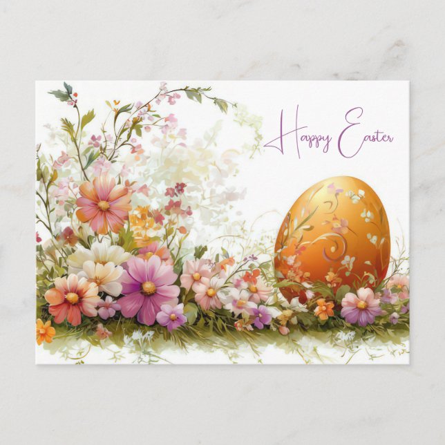 Carte postale d'Aquarell Oster colorée avec fleurs (Devant)