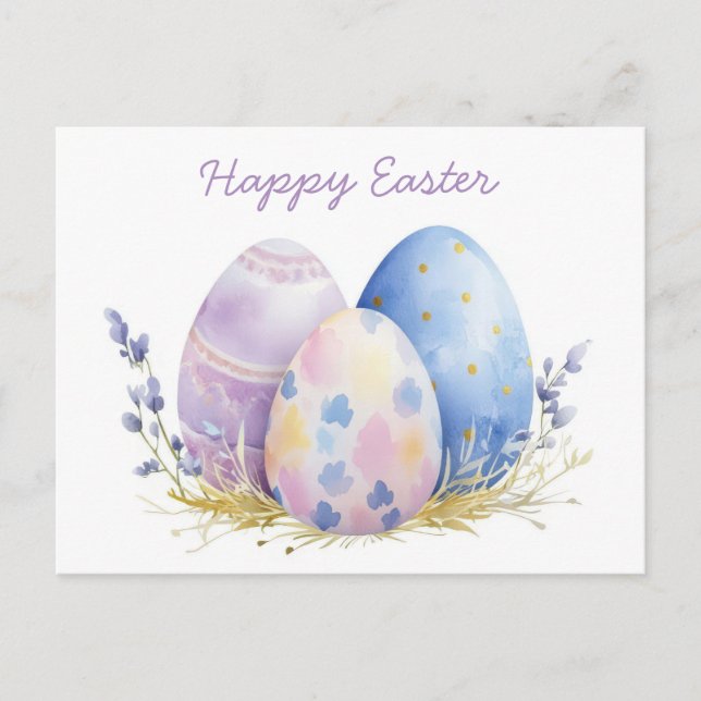 Carte postale d'Aquarell Oster colorée avec fleurs (Devant)