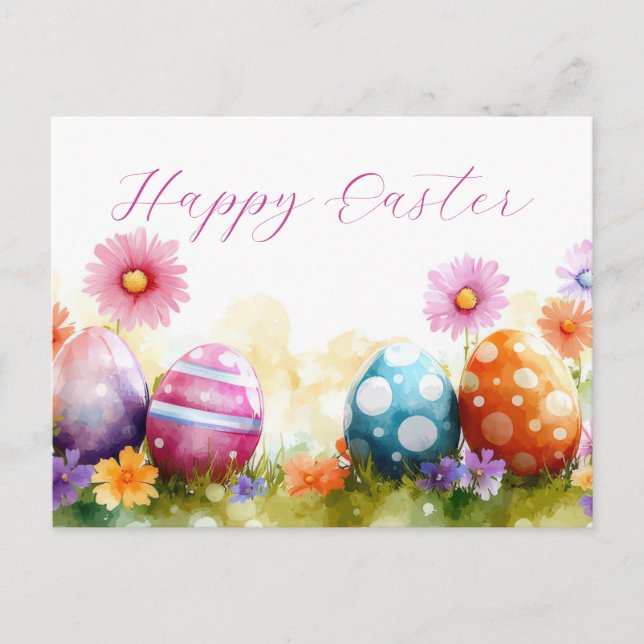 Carte postale d'Aquarell Oster colorée avec fleurs (Devant)