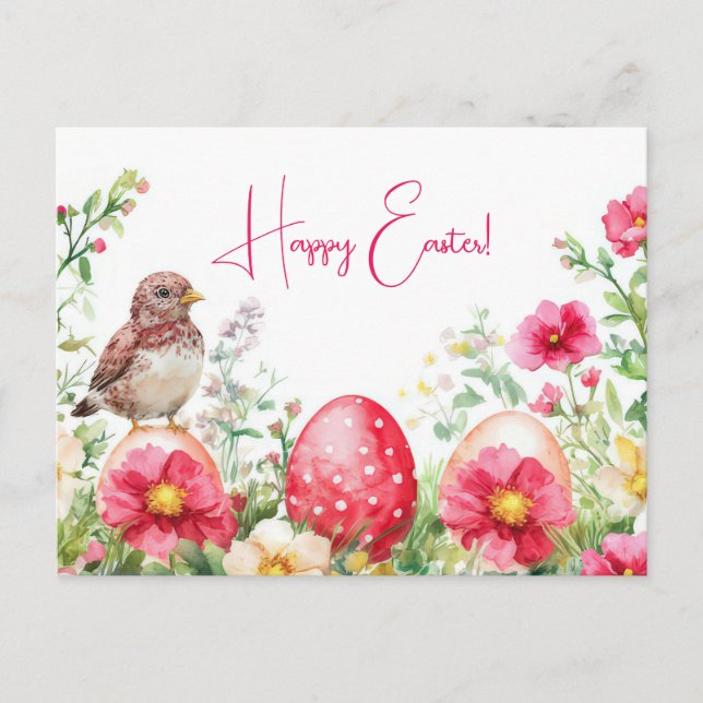 Carte postale d'Aquarell Oster colorée avec fleurs (Devant)