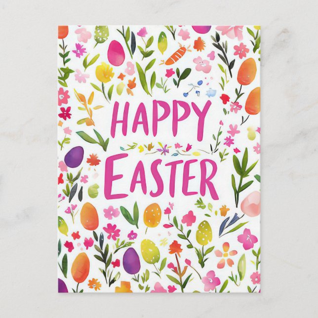 Carte postale d'Aquarell Oster colorée avec fleurs (Devant)