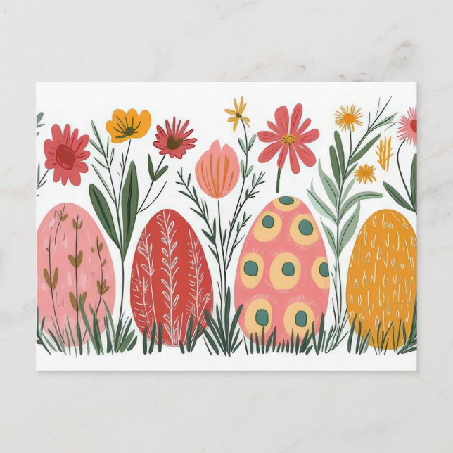 Carte postale d'Aquarell Oster colorée avec fleurs (Devant)
