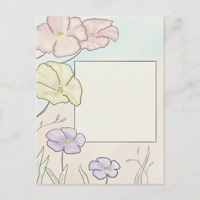 carte postale d'aquarelle de fleurs écrivez votre  (Devant)