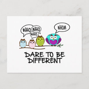 CARTE POSTALE DARE TO BE DIFFERENT - OWLS