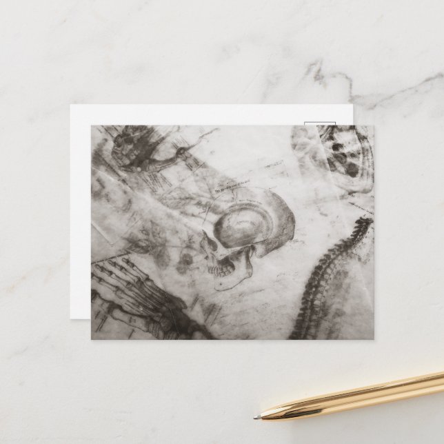 Carte Postale Dark Academia anatomie (Devant/Arrière en situation)
